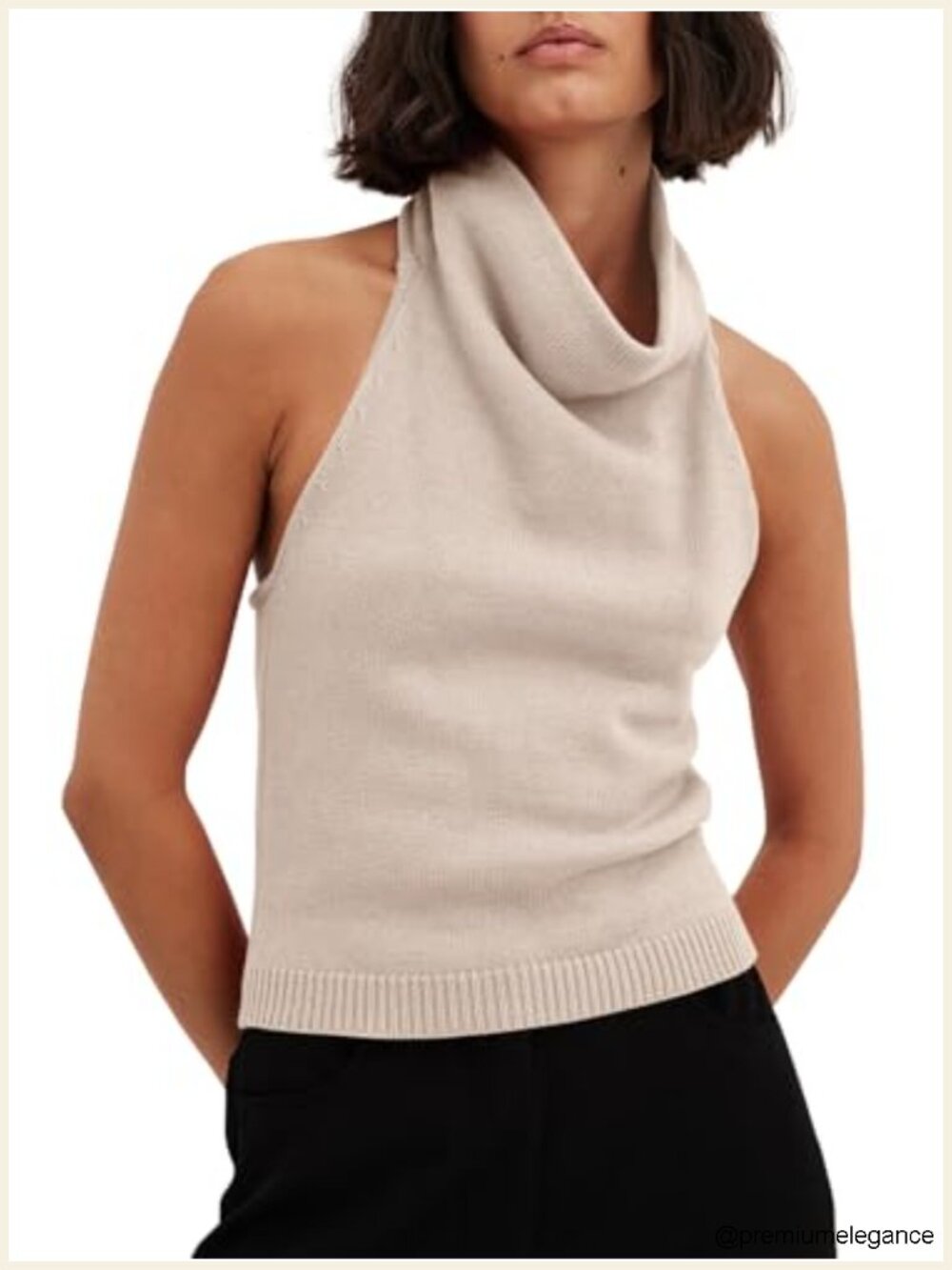 Sleeveless Knit Sweater Vest Halter Cami Turtleneck Loose Fit